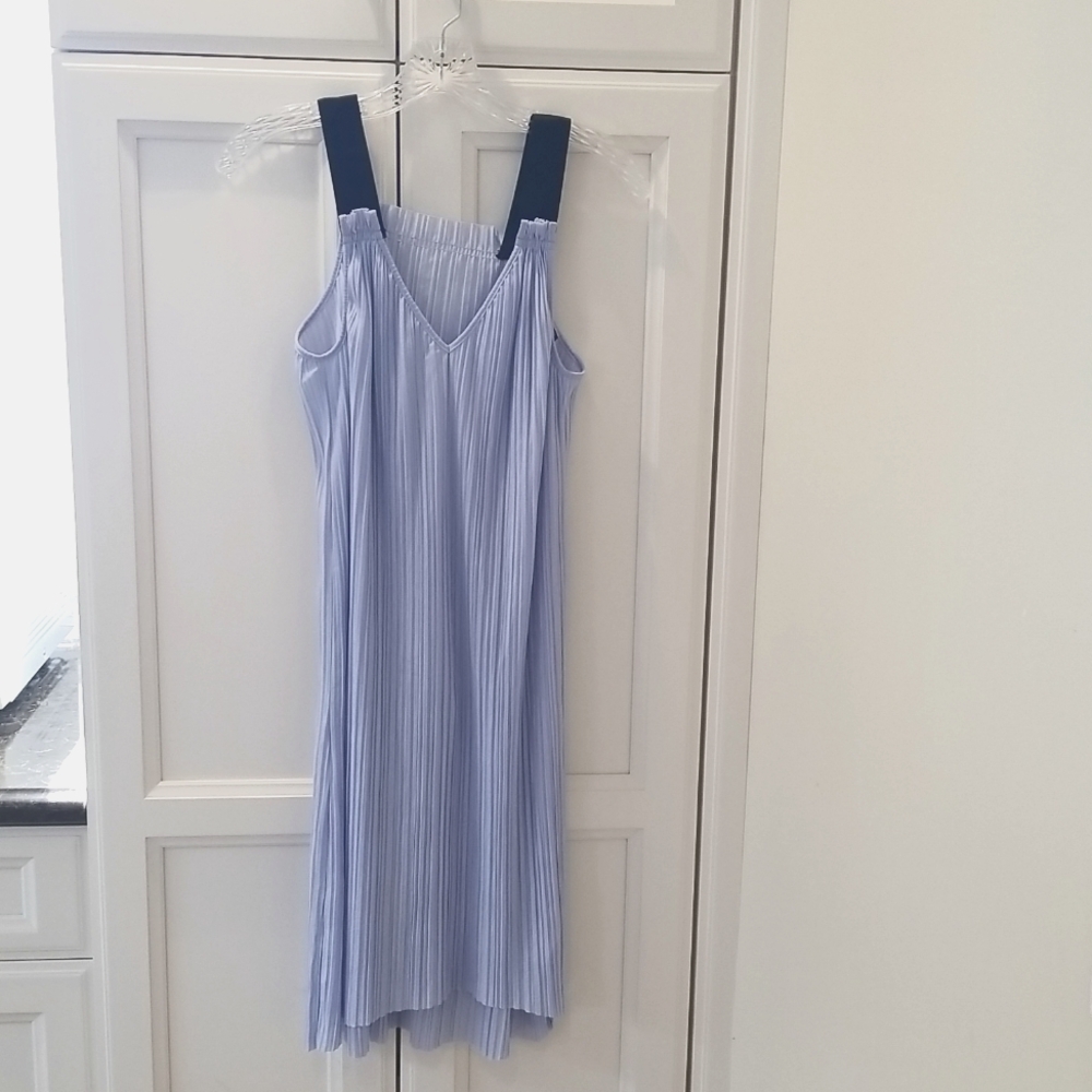 Topshop Light Blue Plisse Slip Dress